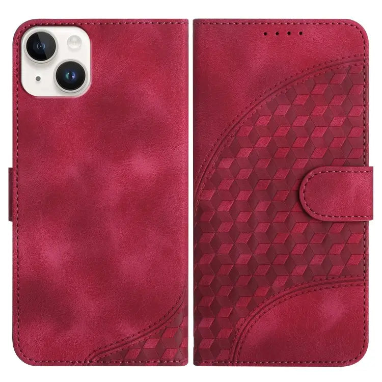 YX0060 Elephant Head Embossed Phone Leather Case with Lanyard For iPhone 15 For iPhone 14 Plus For iPhone 14