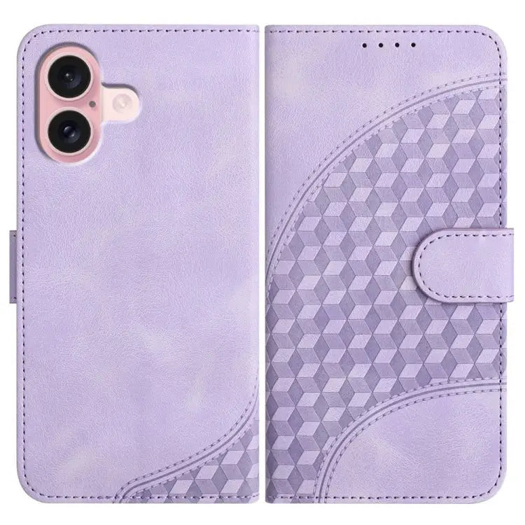 YX0060 Elephant Head Embossed Phone Leather Case with Lanyard For iPhone 16 Pro For iPhone 16 Plus For iPhone 16