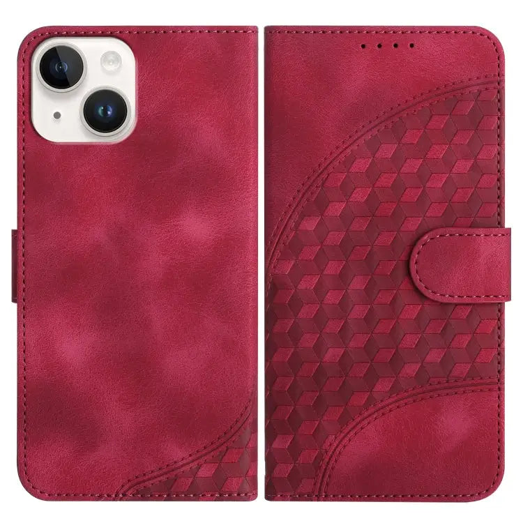 YX0060 Elephant Head Embossed Phone Leather Case with Lanyard For iPhone 15 For iPhone 14 Plus For iPhone 14