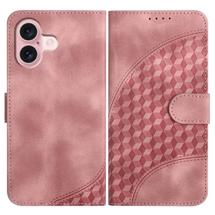 YX0060 Elephant Head Embossed Phone Leather Case with Lanyard For iPhone 16 Pro For iPhone 16 Plus For iPhone 16