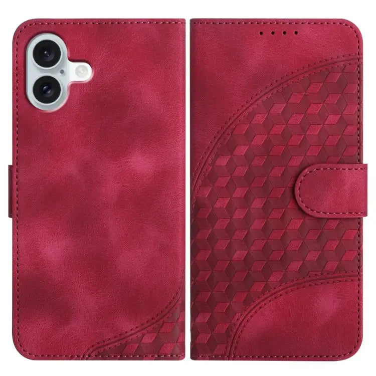 YX0060 Elephant Head Embossed Phone Leather Case with Lanyard For iPhone 16 Pro For iPhone 16 Plus For iPhone 16