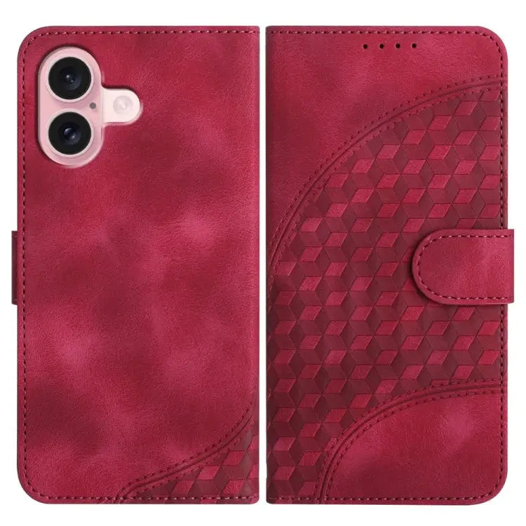 YX0060 Elephant Head Embossed Phone Leather Case with Lanyard For iPhone 16 Pro For iPhone 16 Plus For iPhone 16