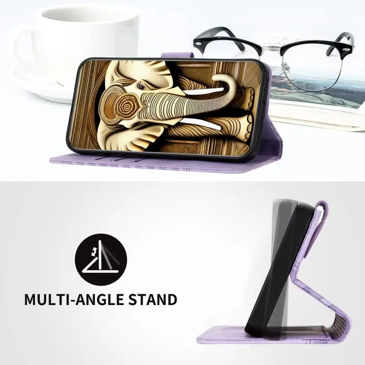 YX0060 Elephant Head Embossed Phone Leather Case with Lanyard For iPhone 16 Pro For iPhone 16 Plus For iPhone 16