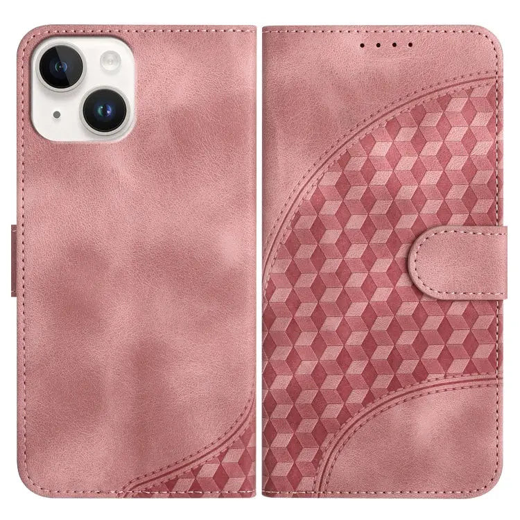 YX0060 Elephant Head Embossed Phone Leather Case with Lanyard For iPhone 15 For iPhone 14 Plus For iPhone 14
