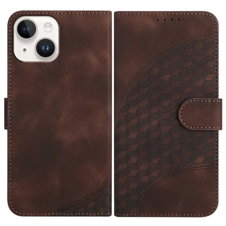 YX0060 Elephant Head Embossed Phone Leather Case with Lanyard For iPhone 15 For iPhone 14 Plus For iPhone 14