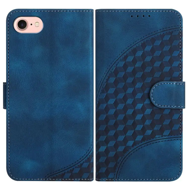 YX0060 Elephant Head Embossed Phone Leather Case with Lanyard - For iPhone SE 2022/SE 2020/6/7/8 / Royal Blue