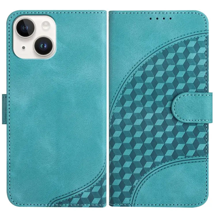 YX0060 Elephant Head Embossed Phone Leather Case with Lanyard For iPhone 15 For iPhone 14 Plus For iPhone 14