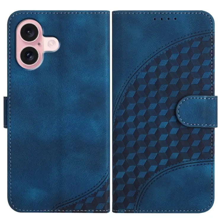 YX0060 Elephant Head Embossed Phone Leather Case with Lanyard For iPhone 16 Pro For iPhone 16 Plus For iPhone 16
