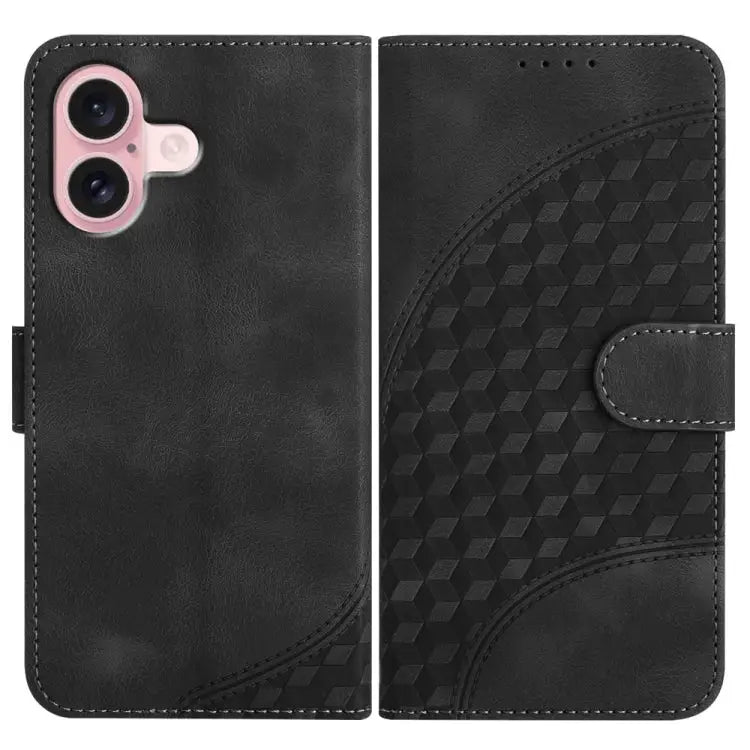 YX0060 Elephant Head Embossed Phone Leather Case with Lanyard For iPhone 16 Pro For iPhone 16 Plus For iPhone 16