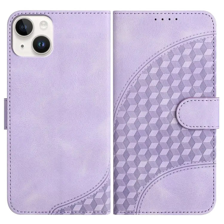 YX0060 Elephant Head Embossed Phone Leather Case with Lanyard For iPhone 15 For iPhone 14 Plus For iPhone 14