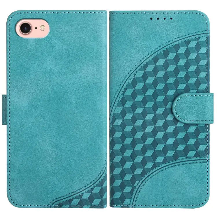 YX0060 Elephant Head Embossed Phone Leather Case with Lanyard - For iPhone SE 2022/SE 2020/6/7/8 / Light Blue