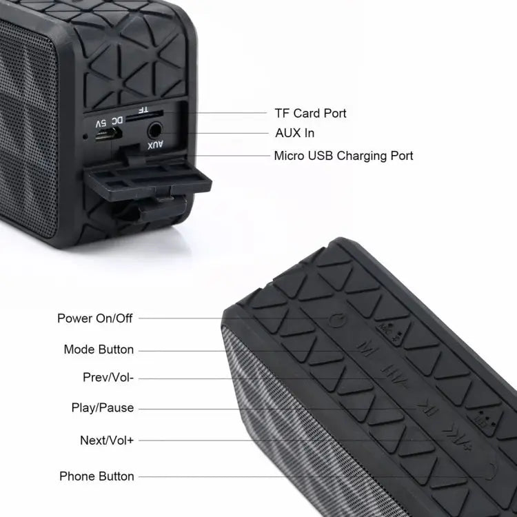 Z18 3ATM Waterproof Bluetooth Speaker with Hanging Hook Support Hands-free Calls & TF Card & AUX