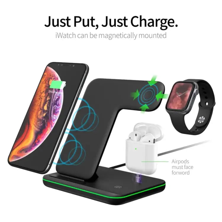 Z5 QI Vertical Magnetic Wireless Charger for Mobile Phones & Apple Watches & AirPods / Xiaomi Redmi AirDots with Touch