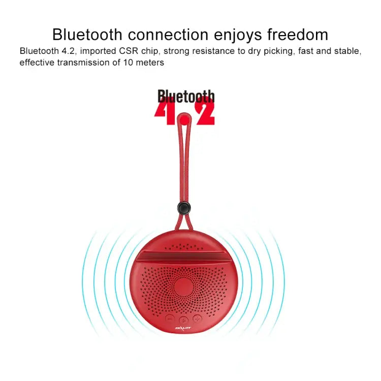 ZEALOT S24 Portable Stereo Bluetooth Speaker with Lanyard & Mobile Card Slot Holder Supports Hands-free Call & TF Card