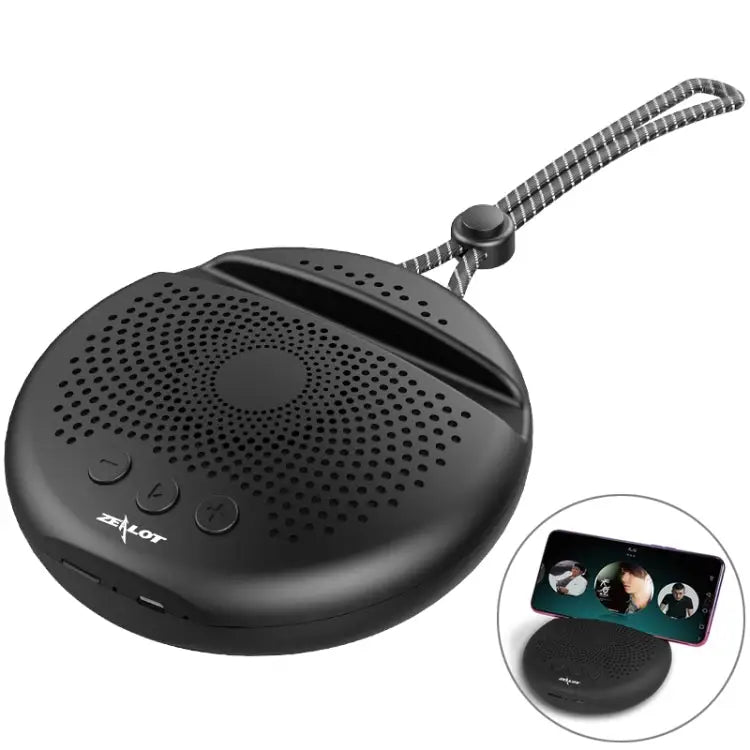 ZEALOT S24 Portable Stereo Bluetooth Speaker with Lanyard & Mobile Card Slot Holder Supports Hands-free Call & TF Card