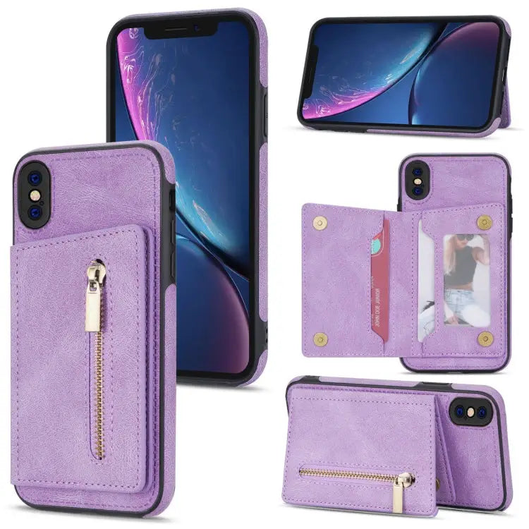 Zipper Card Holder Phone Case For iPhone 11 Pro For iPhone 11 Pro Max For iPhone X / XS For iPhone XR - For iPhone XS