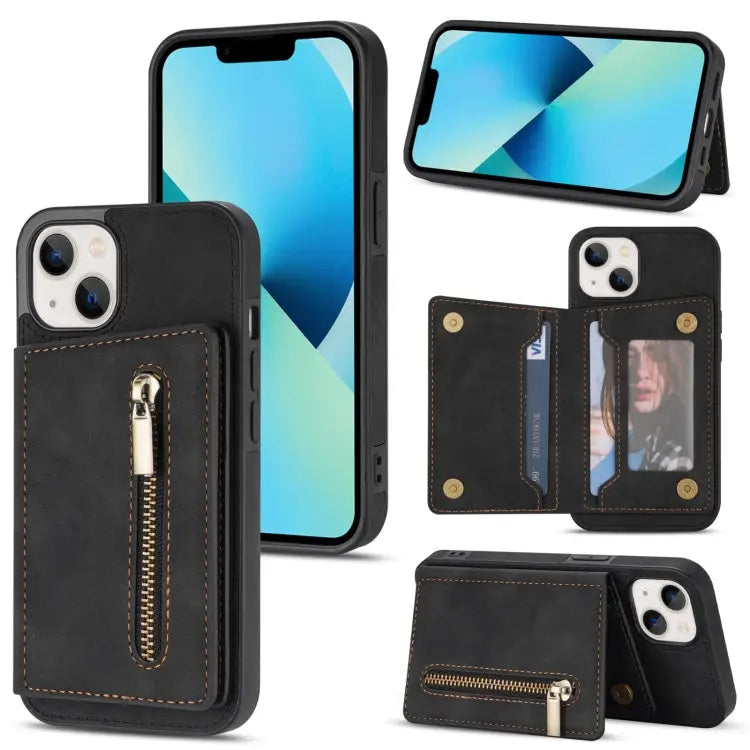 Zipper Card Holder Phone Case For iPhone 13 mini For iPhone 13 For iPhone 13 Pro For iPhone 13 Pro Max - For iPhone 13