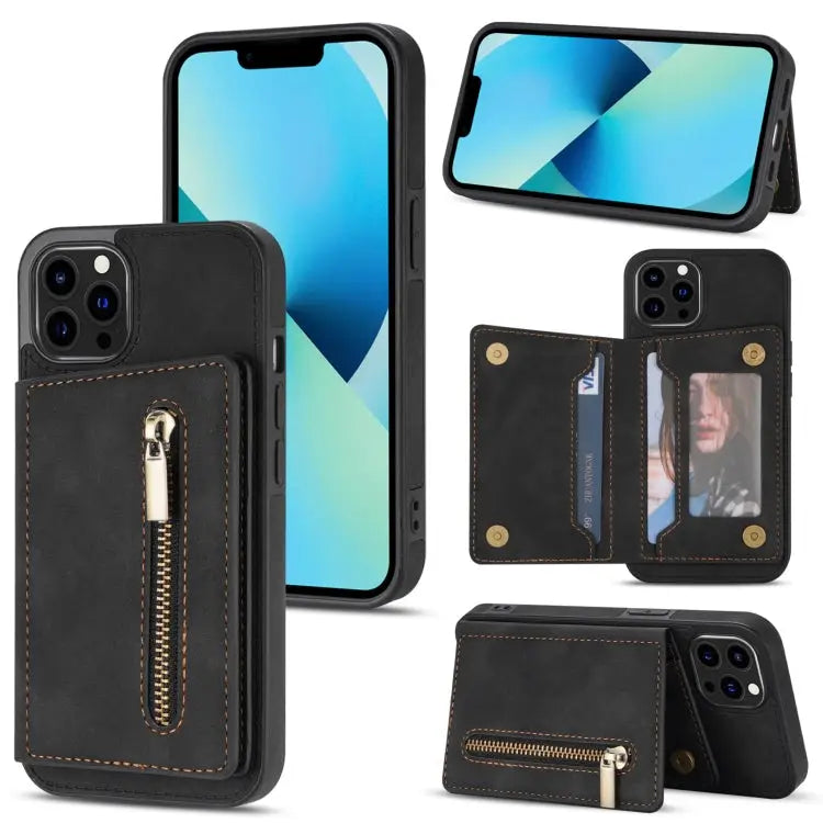 Zipper Card Holder Phone Case For iPhone 13 mini For iPhone 13 For iPhone 13 Pro For iPhone 13 Pro Max - For iPhone 13