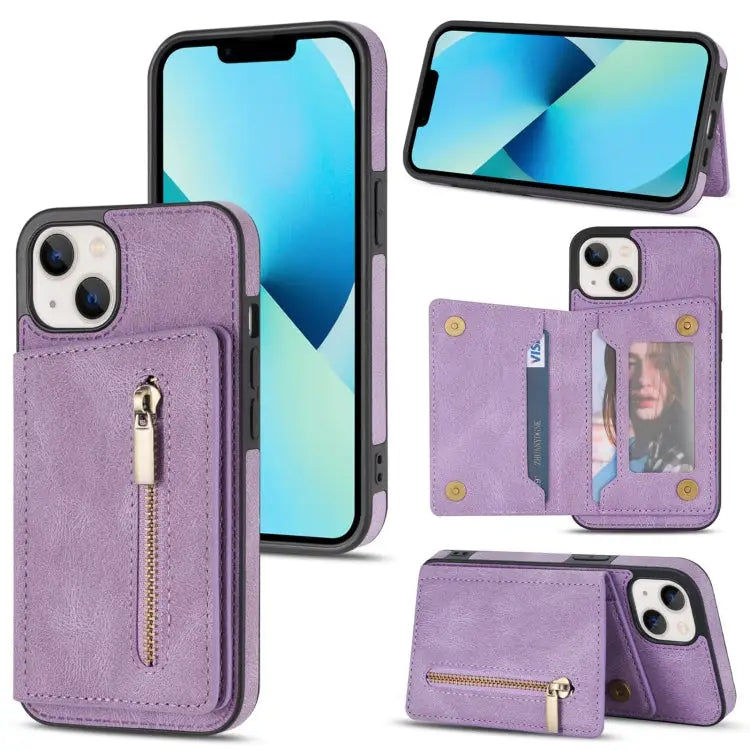 Zipper Card Holder Phone Case For iPhone 13 mini For iPhone 13 For iPhone 13 Pro For iPhone 13 Pro Max - For iPhone 13