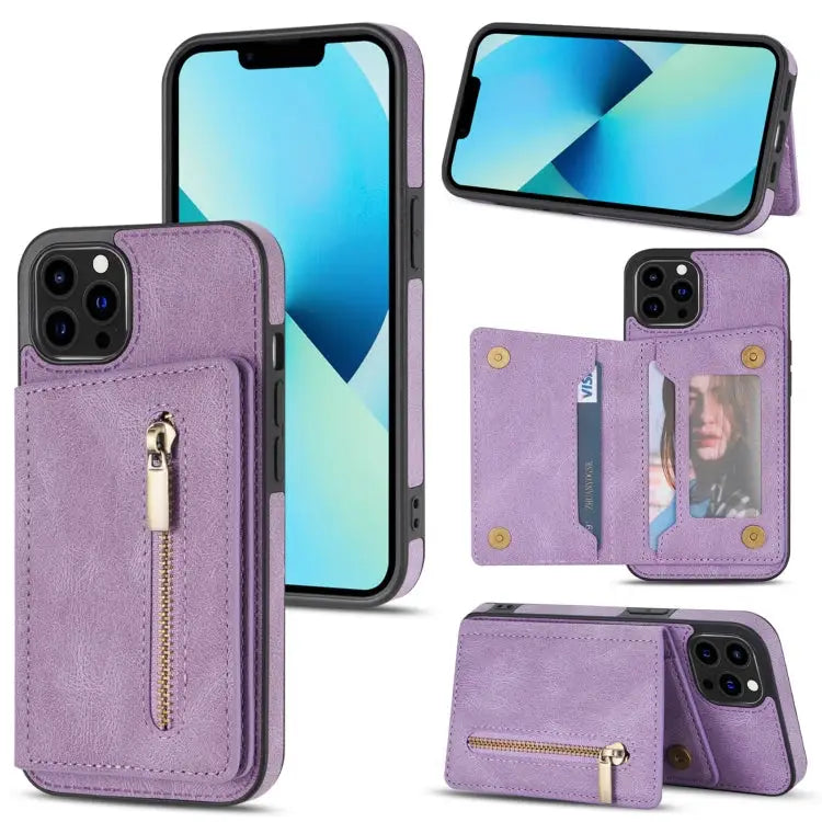 Zipper Card Holder Phone Case For iPhone 13 mini For iPhone 13 For iPhone 13 Pro For iPhone 13 Pro Max - For iPhone 13