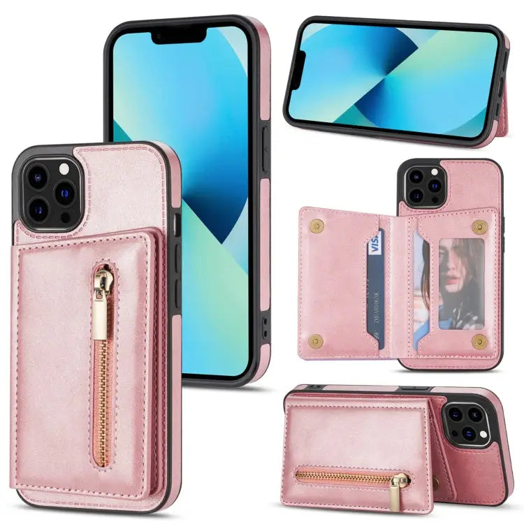 Zipper Card Holder Phone Case For iPhone 13 mini For iPhone 13 For iPhone 13 Pro For iPhone 13 Pro Max - For iPhone 13