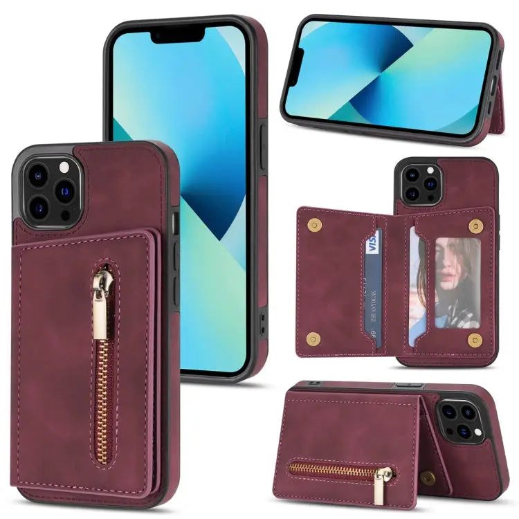 Zipper Card Holder Phone Case For iPhone 13 mini For iPhone 13 For iPhone 13 Pro For iPhone 13 Pro Max - For iPhone 13