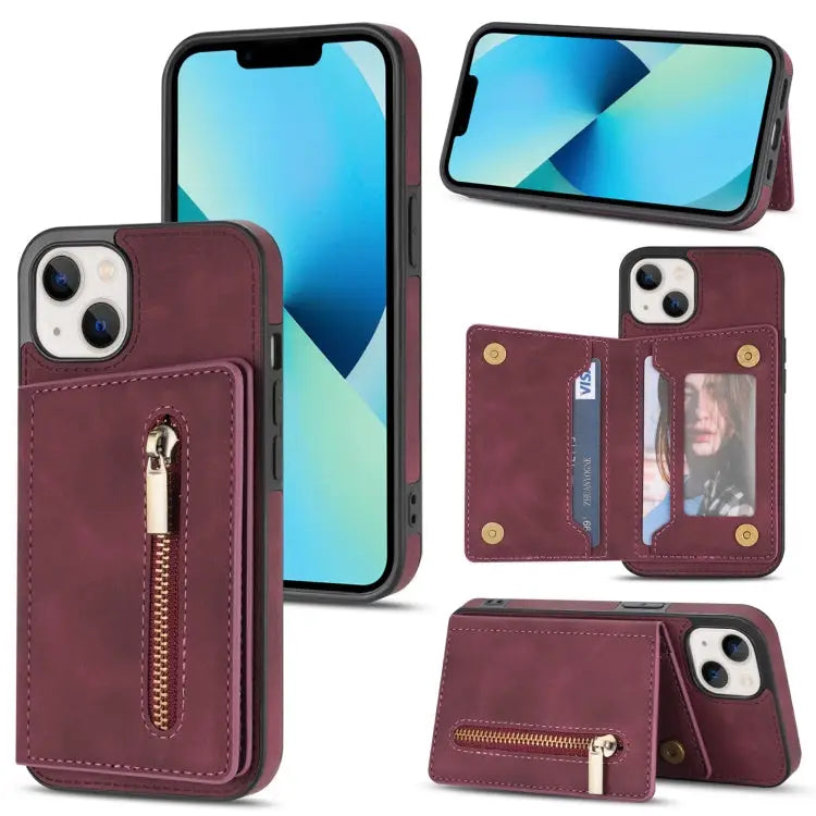 Zipper Card Holder Phone Case For iPhone 13 mini For iPhone 13 For iPhone 13 Pro For iPhone 13 Pro Max - For iPhone 13