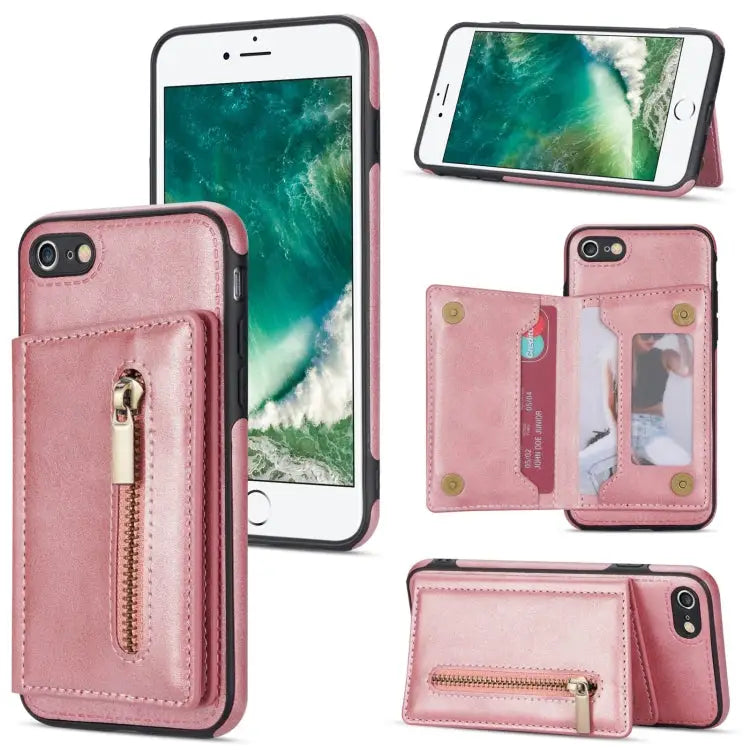 Zipper Card Holder Phone Case For iPhone XS Max For iPhone SE 2022 / 2020 / 8 / 7 For iPhone 8 Plus / 7 Plus For iPhone