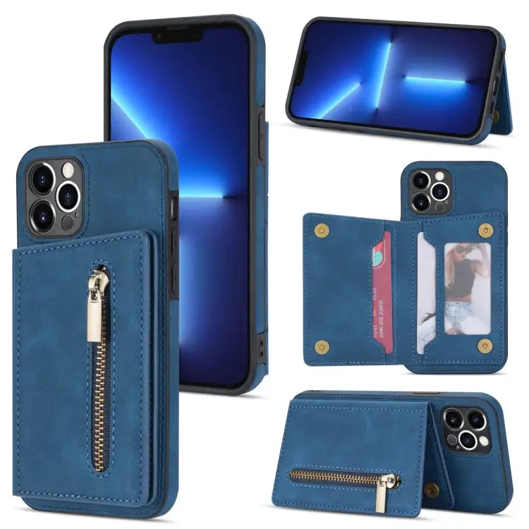Zipper Card Holder Phone Case For iPhone XS Max For iPhone SE 2022 / 2020 / 8 / 7 For iPhone 8 Plus / 7 Plus For iPhone