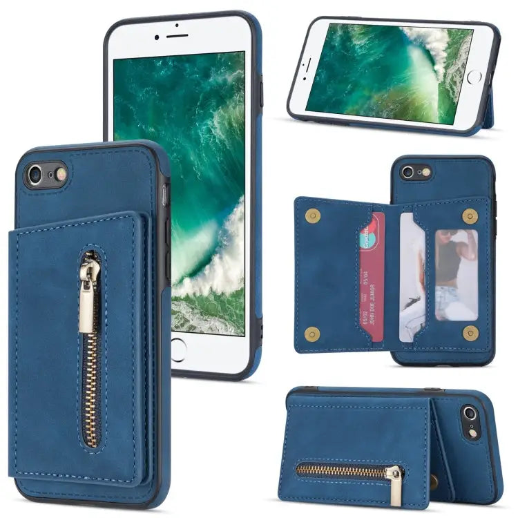 Zipper Card Holder Phone Case For iPhone XS Max For iPhone SE 2022 / 2020 / 8 / 7 For iPhone 8 Plus / 7 Plus For iPhone