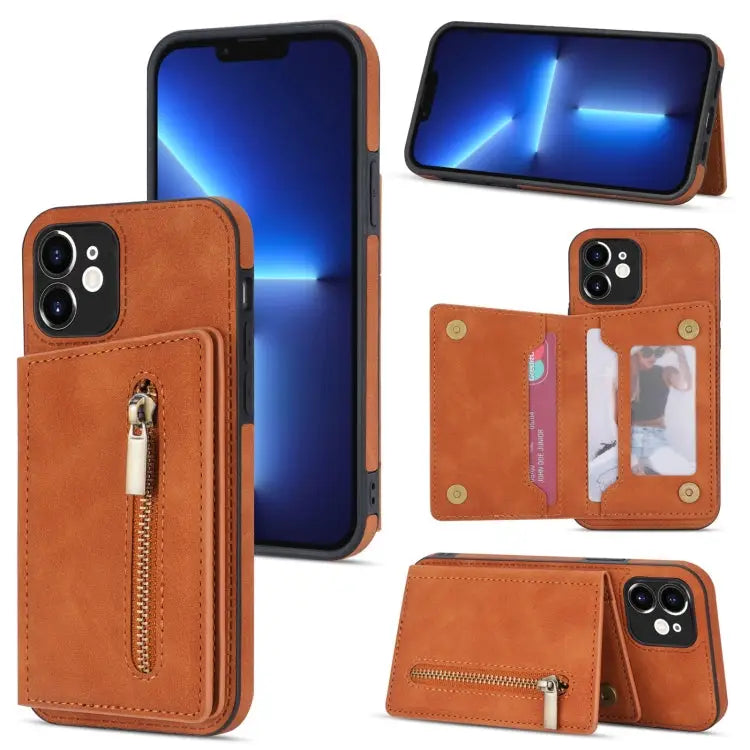 Zipper Card Holder Phone Case For iPhone XS Max For iPhone SE 2022 / 2020 / 8 / 7 For iPhone 8 Plus / 7 Plus For iPhone