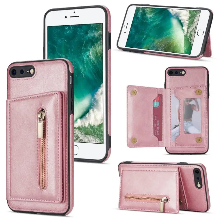 Zipper Card Holder Phone Case For iPhone XS Max For iPhone SE 2022 / 2020 / 8 / 7 For iPhone 8 Plus / 7 Plus For iPhone