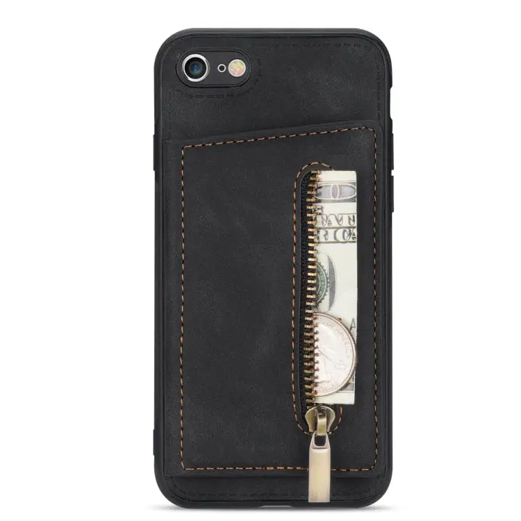 Zipper Card Holder Phone Case For iPhone XS Max For iPhone SE 2022 / 2020 / 8 / 7 For iPhone 8 Plus / 7 Plus For iPhone