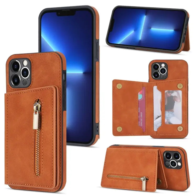 Zipper Card Holder Phone Case For iPhone XS Max For iPhone SE 2022 / 2020 / 8 / 7 For iPhone 8 Plus / 7 Plus For iPhone