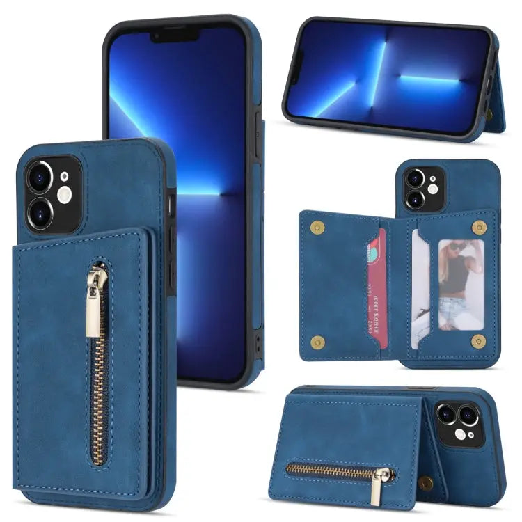 Zipper Card Holder Phone Case For iPhone XS Max For iPhone SE 2022 / 2020 / 8 / 7 For iPhone 8 Plus / 7 Plus For iPhone