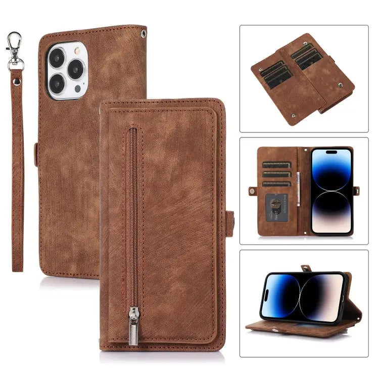 Zipper Card Slot Buckle Wallet Leather Phone Case For iPhone 14 Pro Max For iPhone 14 Pro For iPhone 14 Plus For iPhone