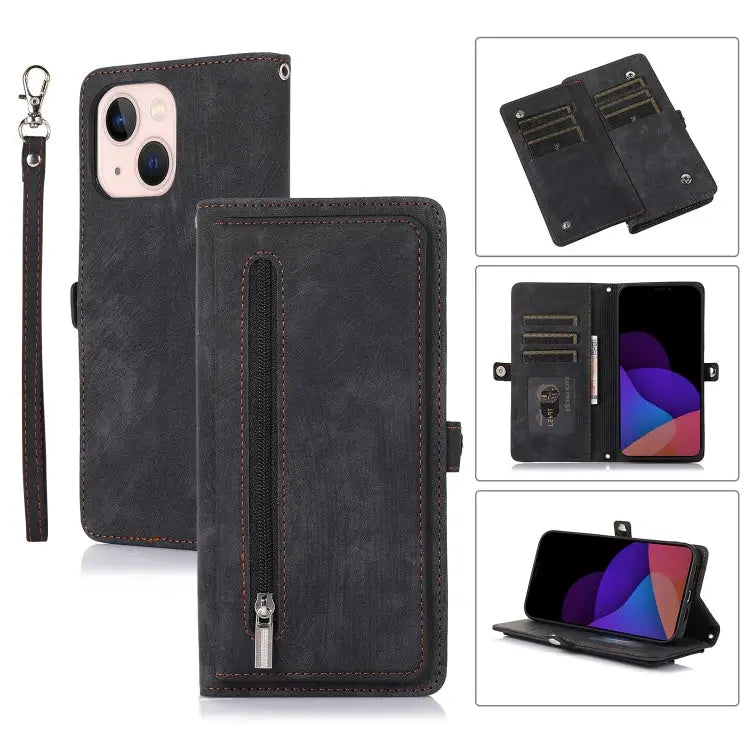 Zipper Card Slot Buckle Wallet Leather Phone Case For iPhone 14 Pro Max For iPhone 14 Pro For iPhone 14 Plus For iPhone