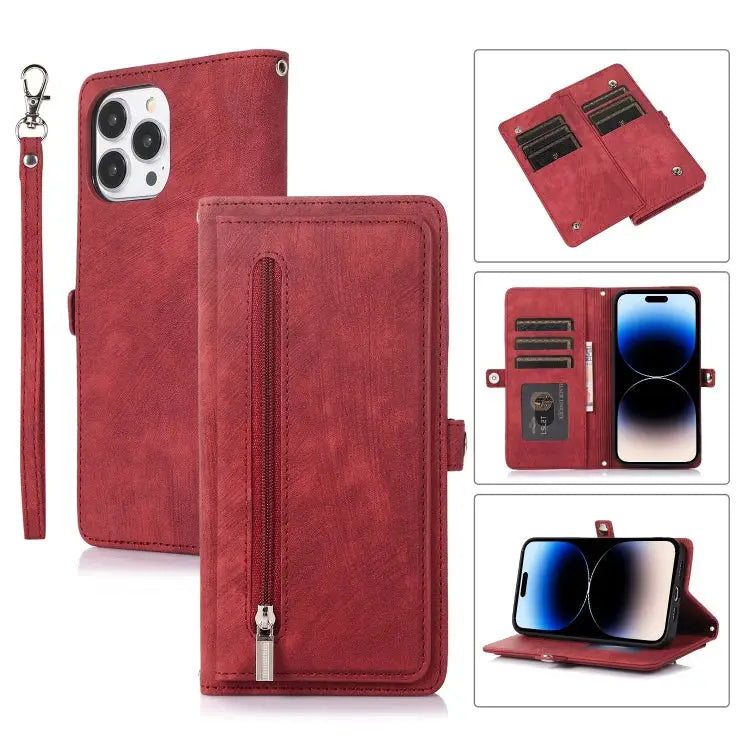 Zipper Card Slot Buckle Wallet Leather Phone Case For iPhone 14 Pro Max For iPhone 14 Pro For iPhone 14 Plus For iPhone