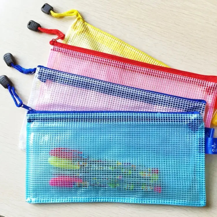 Zipper Plastic Mesh Stationery Bag Random Color Delivery (B5 Size: 28x21cm) B5 Size: 28x21cm - B5, Size: 28x21cm