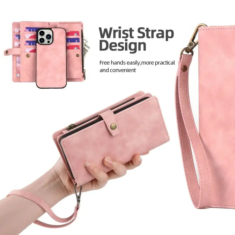Zipper Wallet Magnetic Detachable Leather Phone Case