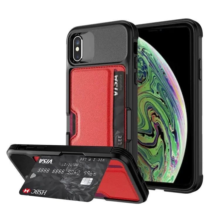 ZM02 Card Slot Holder Phone Case For iPhone SE 2022 / SE 2020 / 8 / 7 For iPhone 8 Plus / 7 Plus For iPhone XS / X