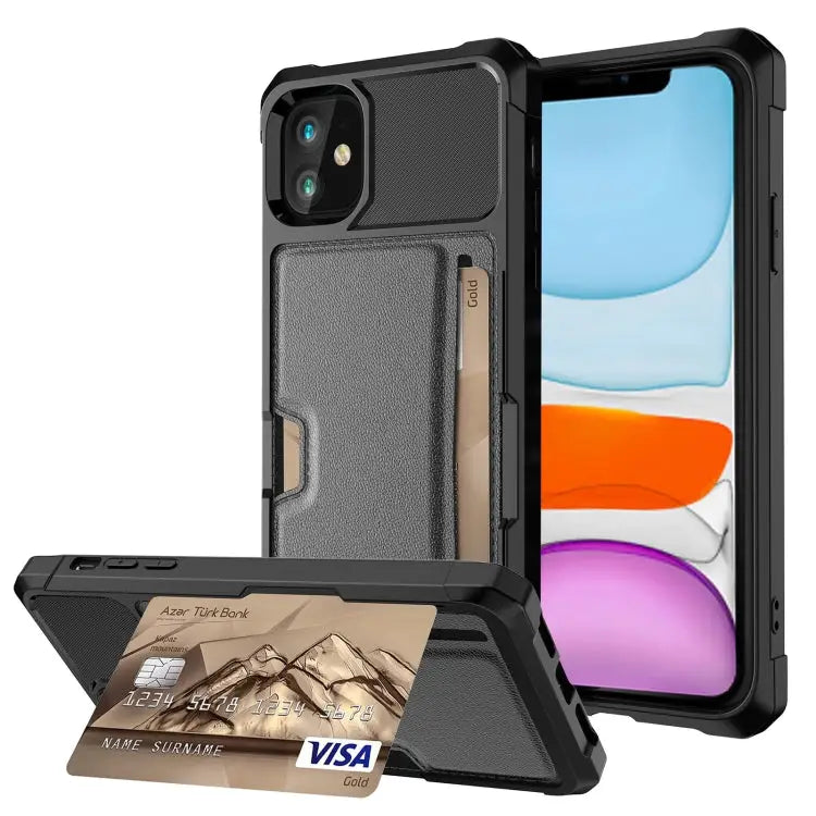 ZM02 Card Slot Holder Phone Case For iPhone SE 2022 / SE 2020 / 8 / 7 For iPhone 8 Plus / 7 Plus For iPhone XS / X