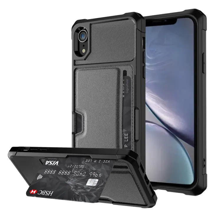 ZM02 Card Slot Holder Phone Case For iPhone SE 2022 / SE 2020 / 8 / 7 For iPhone 8 Plus / 7 Plus For iPhone XS / X