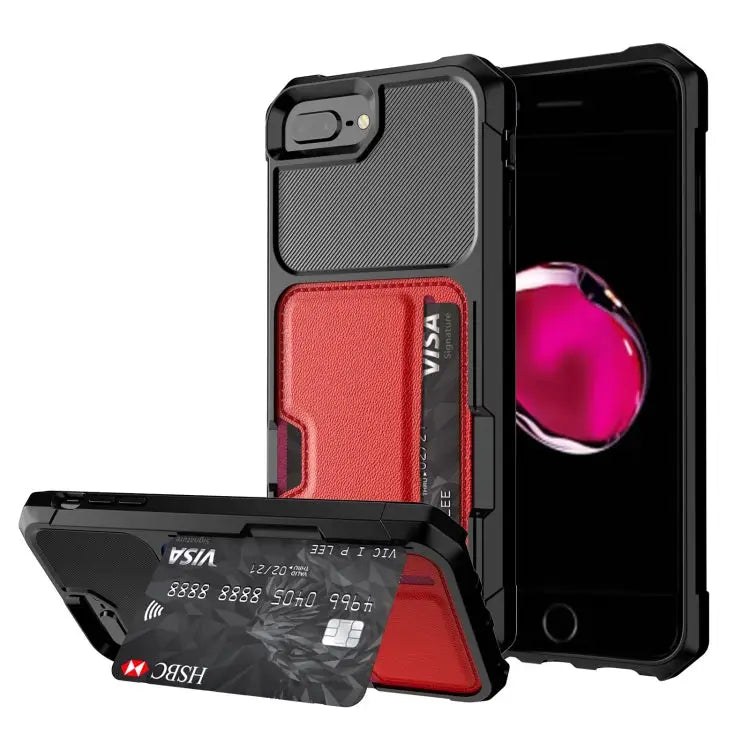 ZM02 Card Slot Holder Phone Case For iPhone SE 2022 / SE 2020 / 8 / 7 For iPhone 8 Plus / 7 Plus For iPhone XS / X