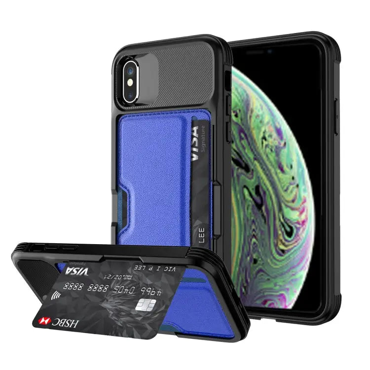 ZM02 Card Slot Holder Phone Case For iPhone SE 2022 / SE 2020 / 8 / 7 For iPhone 8 Plus / 7 Plus For iPhone XS / X