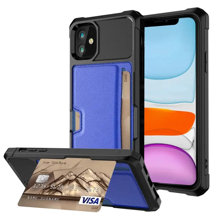 ZM02 Card Slot Holder Phone Case For iPhone SE 2022 / SE 2020 / 8 / 7 For iPhone 8 Plus / 7 Plus For iPhone XS / X