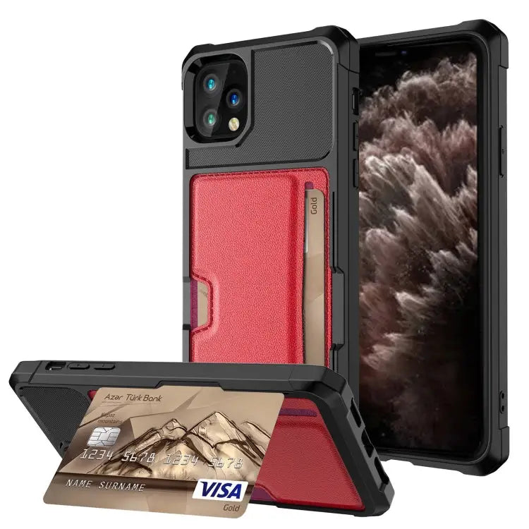 ZM02 Card Slot Holder Phone Case For iPhone SE 2022 / SE 2020 / 8 / 7 For iPhone 8 Plus / 7 Plus For iPhone XS / X