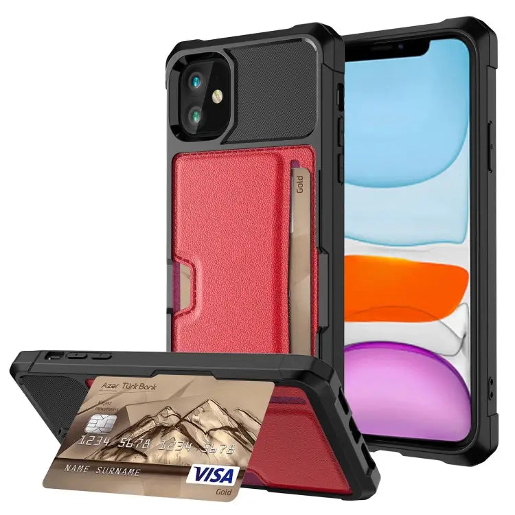 ZM02 Card Slot Holder Phone Case For iPhone SE 2022 / SE 2020 / 8 / 7 For iPhone 8 Plus / 7 Plus For iPhone XS / X