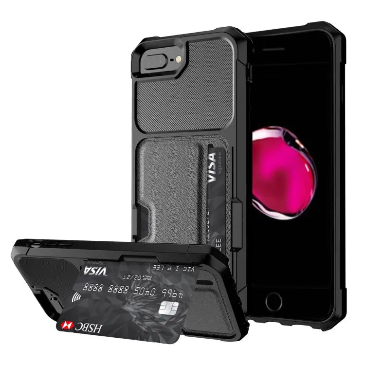 ZM02 Card Slot Holder Phone Case For iPhone SE 2022 / SE 2020 / 8 / 7 For iPhone 8 Plus / 7 Plus For iPhone XS / X