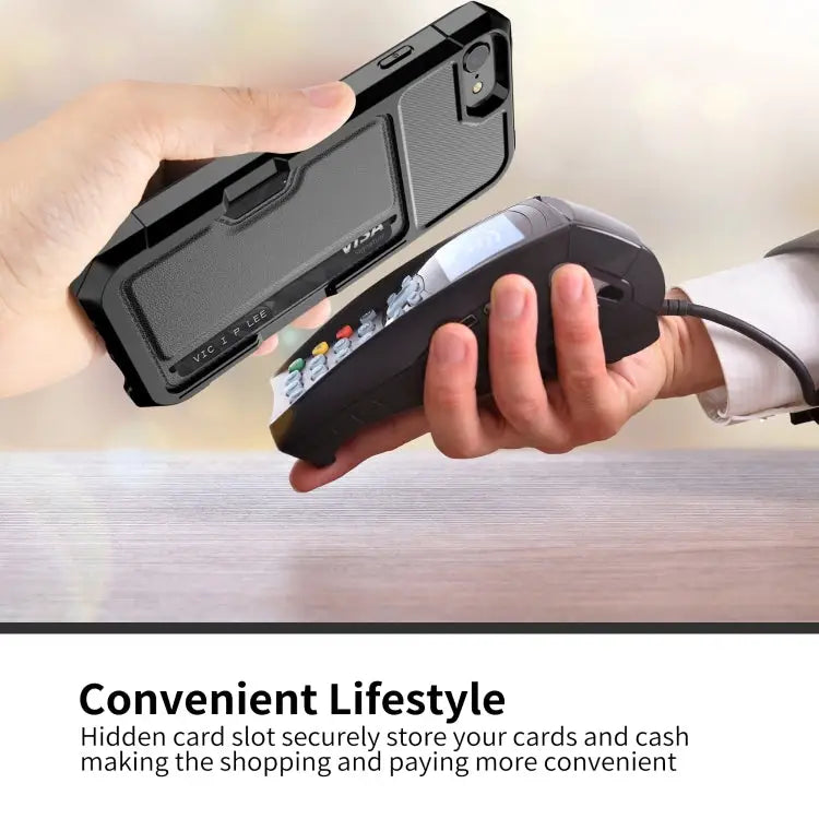 ZM02 Card Slot Holder Phone Case For iPhone SE 2022 / SE 2020 / 8 / 7 For iPhone 8 Plus / 7 Plus For iPhone XS / X